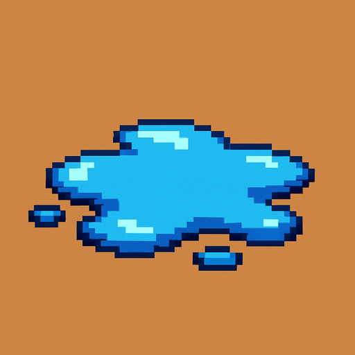 pixel art 2D puddle.
In-Game asset.  2d.  High contrast.  No shadows