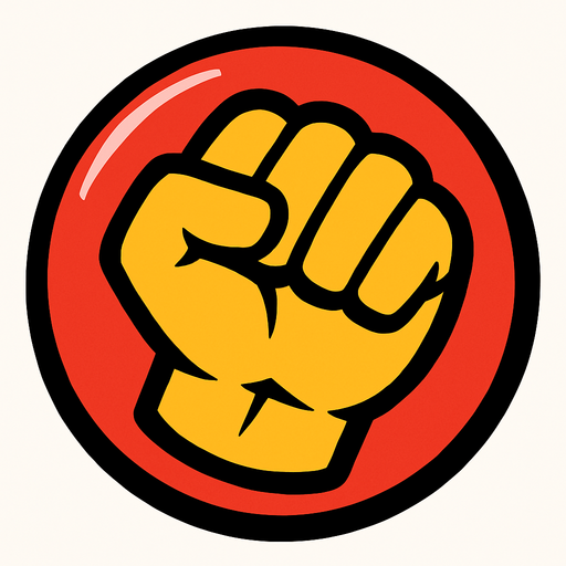 A ball with a punch simble.
In-Game asset.  High contrast.  No shadows