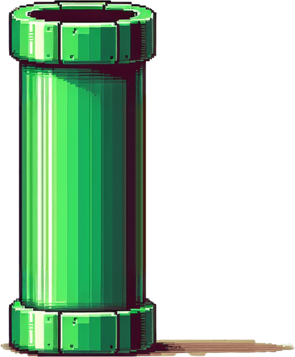 mario tube only 1x1 size. green colored, dikey,realistic but detailles
Single Game Texture.  In-Game asset.  2d.  Blank background.  High contrast.  No shadows