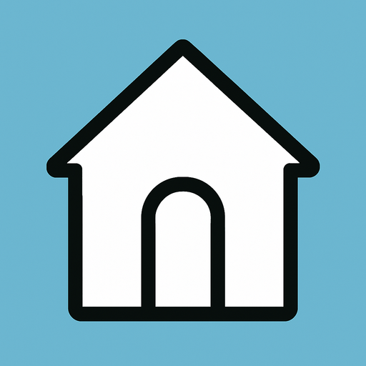 la figura de una casa color blanca simple para una interfaz.
In-Game asset.  2d.  High contrast.  No shadows