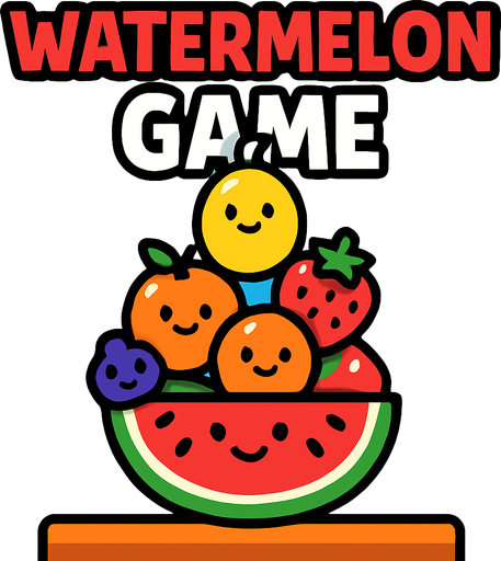 Watermelon game image.
In-Game asset.  2d.  High contrast.  No shadows