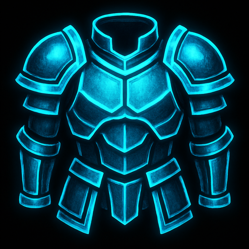 Armor light blue neon.
In-Game asset.  2d.  High contrast.