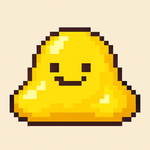 Slime amarillo, pixelart.
In-Game asset.  2d.  High contrast.  No shadows