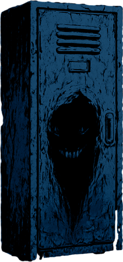 Make a scary dark locker that is blue and make it like it was in a abandoned school.
In-Game asset.  2d.  High contrast.  No shadows