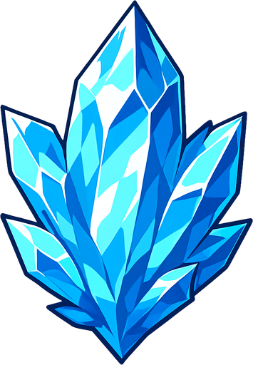 A single ice crystal. anime style.
In-Game asset.  2d.  High contrast.  No shadows
