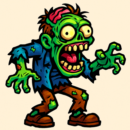Very crazy zombie.
In-Game asset.  2d.  High contrast.  No shadows