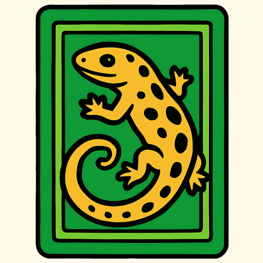 Green card packet with a Salamander in the center.
In-Game asset.  2d.  High contrast.  No shadows