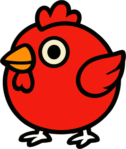 ball chicken and red.
In-Game asset.  2d.  High contrast.  No shadows