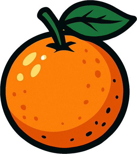 an orange.
In-Game asset.  2d.  High contrast.  No shadows