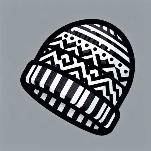 A striped beanie. Side profile. Cartoon..
Single Game Texture.  In-Game asset.  2d.  Blank background.  High contrast.  No shadows