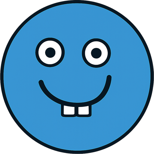 dumb smiley blue face, perfect round. No background. Transparent background. Blank background. No shadows. 2d. In-Game asset. flat