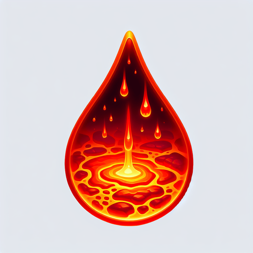 a drop of lava..
Single Game Texture. In-Game asset. 2d. Blank background. High contrast. No shadows.