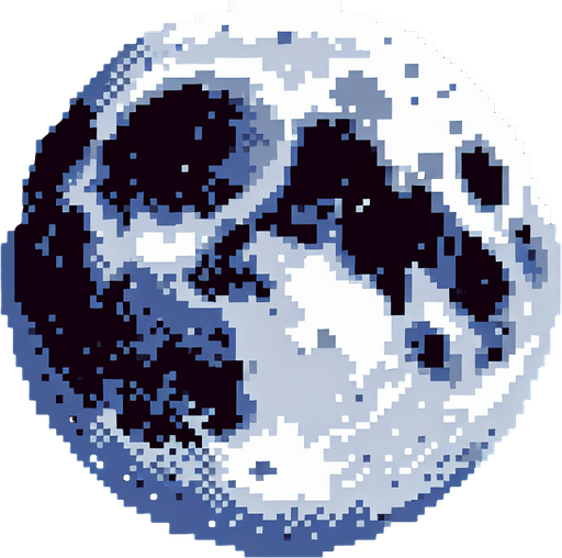 pixel art moon.
Single Game Texture. In-Game asset. 2d. Blank background. High contrast. No shadows.