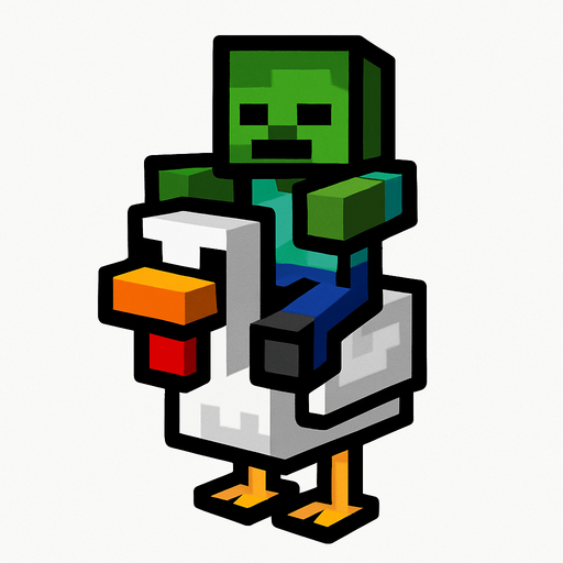 minecraft chicken jockey.
In-Game asset.  2d.  High contrast.  No shadows