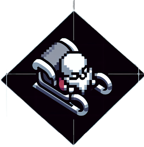 Santa on a sleigh top view.
Single Game Texture. In-Game asset. 2d. Blank background. High contrast. No shadows.