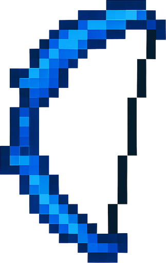 blue pixel bow for 2d game archer.
In-Game asset.  2d.  High contrast.  No shadows