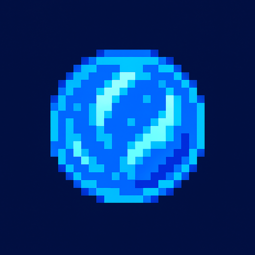 2d Pixel art High Quality Blue Magic Ball.
In-Game asset.  2d.  High contrast.  No shadows