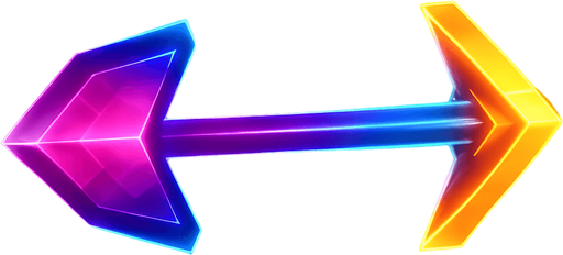Neon cyberpunk 3d arrow glowing