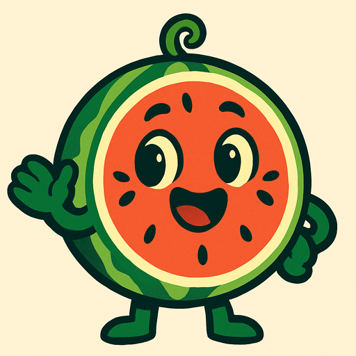 melon animado.
In-Game asset.  2d.  High contrast.  No shadows