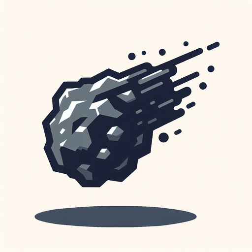 Asteroid, falling Single Game Texture. In-Game asset. 2d. Blank background. High contrast. No shadows.