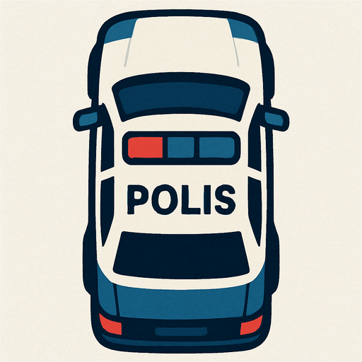 Polis arabası kuş bakışı.
In-Game asset.  2d.  High contrast.  No shadows