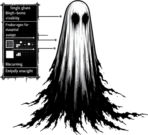 Ghost that is spooky.
Single Game Texture. In-Game asset. 2d. Blank background. High contrast. No shadows.
