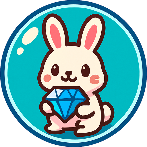 a bubble with a cute rabbit holding a diamond stone like a troffy.
In-Game asset.  2d.  High contrast.  No shadows