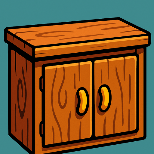 bir dolabın  üst kısmını çiz.
In-Game asset.  2d.  High contrast.  No shadows
