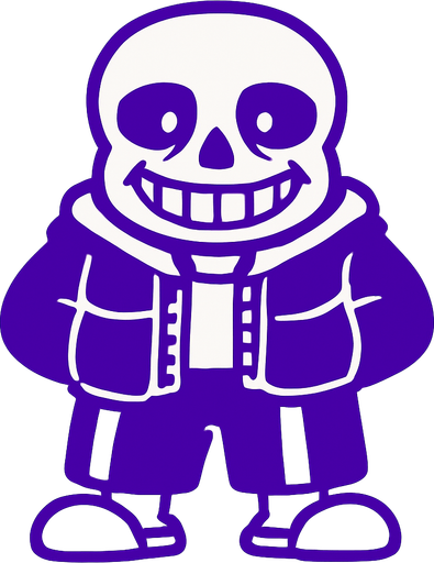 Sans color morado.
In-Game asset.  2d.  High contrast.  No shadows