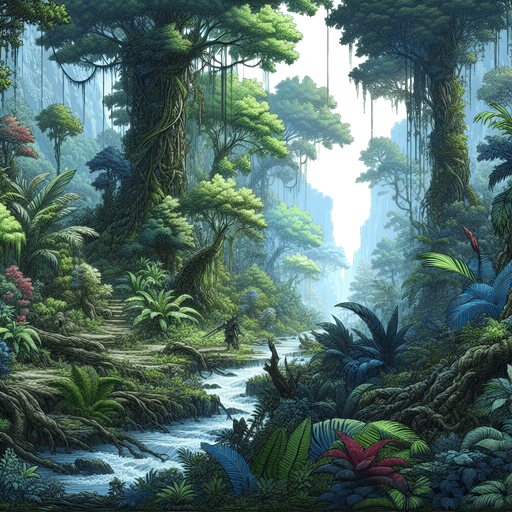 Jungle.
Single Game Texture. In-Game asset. 2d. Blank background. High contrast. No shadows.