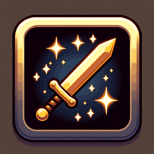 Golden glittery magic sword button..
Single Game Texture. In-Game asset. 2d. Blank background. High contrast. No shadows.