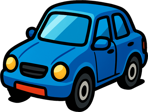 Mavi Bir araba.
In-Game asset.  2d.  High contrast.  No shadows