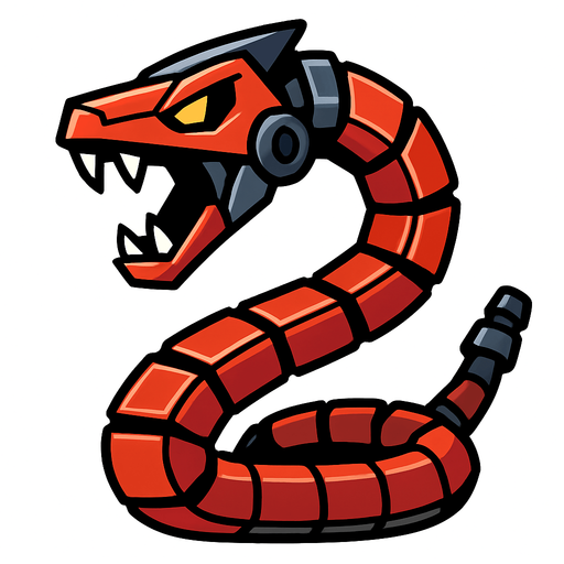 enemy robotic snake.
In-Game asset.  2d.  High contrast.  No shadows