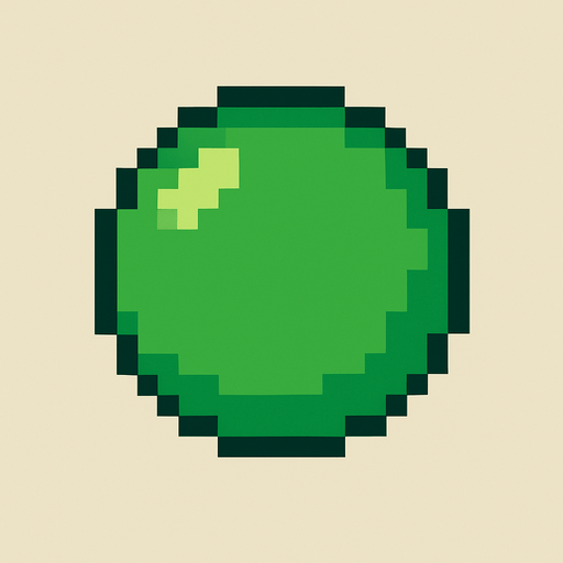pixel art green circle.
In-Game asset.  2d.  High contrast.  No shadows