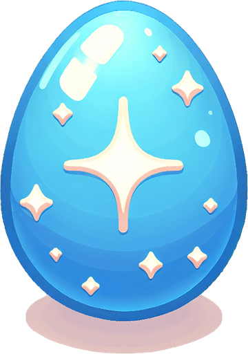 partıltılı yumurta.
Single Game Texture.  In-Game asset.  2d.  Blank background.  High contrast.  No shadows