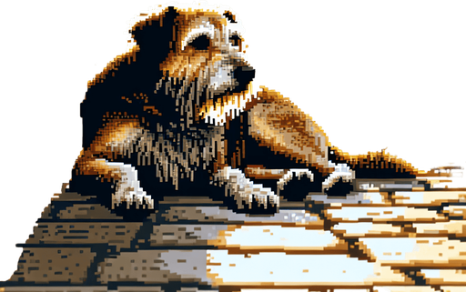 a dog sleeping on a street.
video game sprite