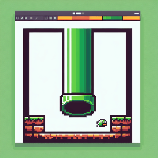 flappy bird pixel green pipe from bottom.
Single Game Texture. In-Game asset. 2d. Blank background. High contrast. No shadows.