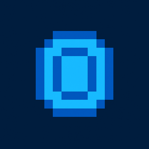 3x3 pixel blue coin.
In-Game asset.  2d.  High contrast.  No shadows. Pixel art. retro arcade