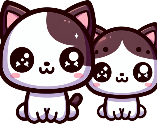 kawaii style kitten.
Single Game Texture. In-Game asset. 2d. Blank background. High contrast. No shadows.