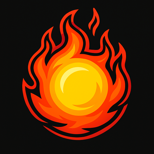 yuvarlak alev topu.
In-Game asset.  2d.  High contrast.  No shadows