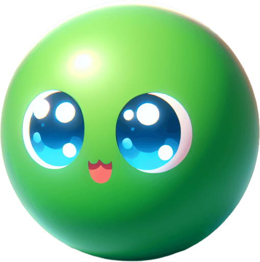 uma bola verde, com olhos azuiis fofos
, fundo png.
Single Game Texture. In-Game asset. 3d. Blank background. High contrast. No shadows.