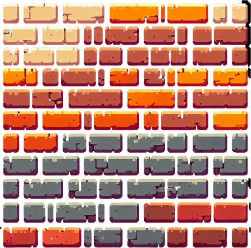 bricks should be like rgb color and without background.
Single Game Texture. In-Game asset. 2d. Blank background. High contrast. No shadows.