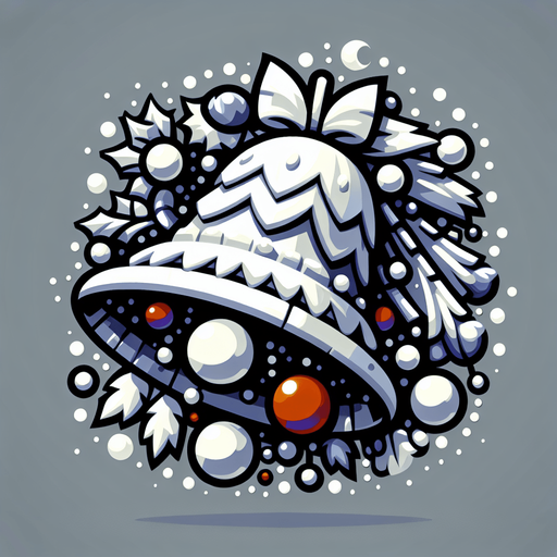 Single White Christmas bell. White decorations. Cartoon. Outline
Single Game Texture. In-Game asset. 2d. Blank background. High contrast. No shadows.