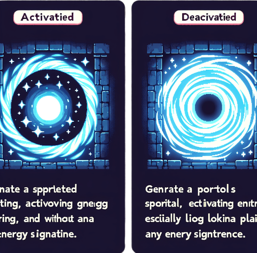 a spritesheet of 2 sprites of a portal, one on and one off.
Single Game Texture. In-Game asset. 2d. Blank background. High contrast. No shadows.