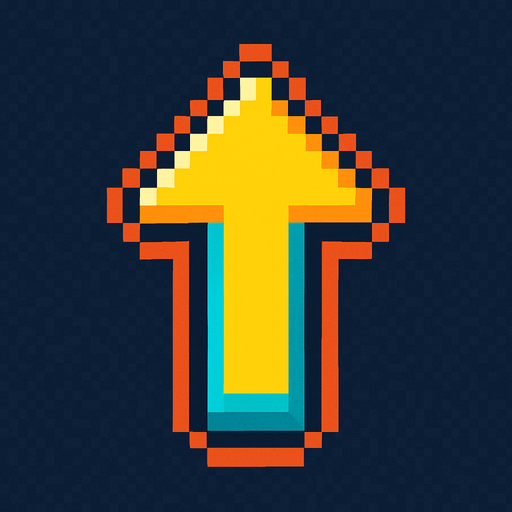 pixelart arrow up.
In-Game asset.  2d.  High contrast.  No shadows