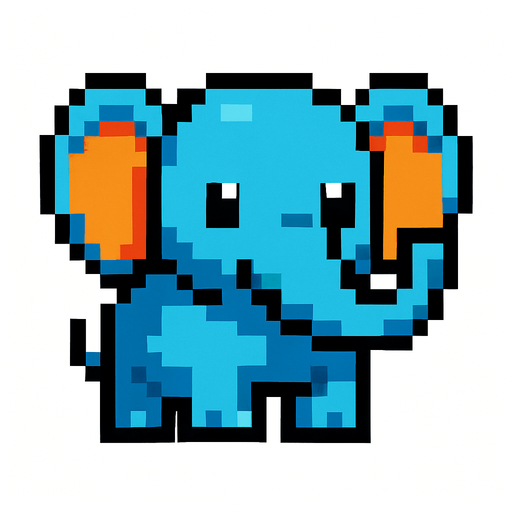 elephant pixel.
In-Game asset.  2d.  High contrast.  No shadows