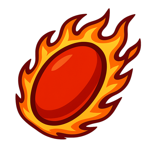 red oval fire ball.
In-Game asset.  2d.  High contrast.  No shadows