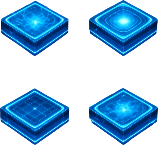 2x2 Sprite Sheet of futuristic blue energy square.
Seen from above.