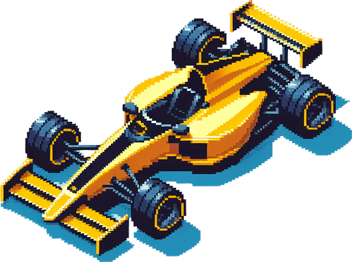 Top-down view of a yellow racing car, pixel art style, 64x64, arcade-style graphics, sharp and fast-looking design".top down view
Single Game Texture.  In-Game asset.  2d.  Blank background.  High contrast.  No shadows