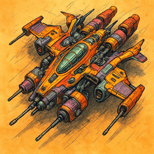 crazy spaceship top view.